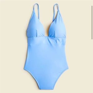 NEW J. Crew V-Neck Long Torso Swimsuit - Pale Blue 16